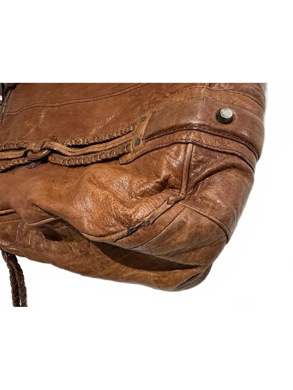 Junior Drake Shoulder Bag Brown Braided Leather